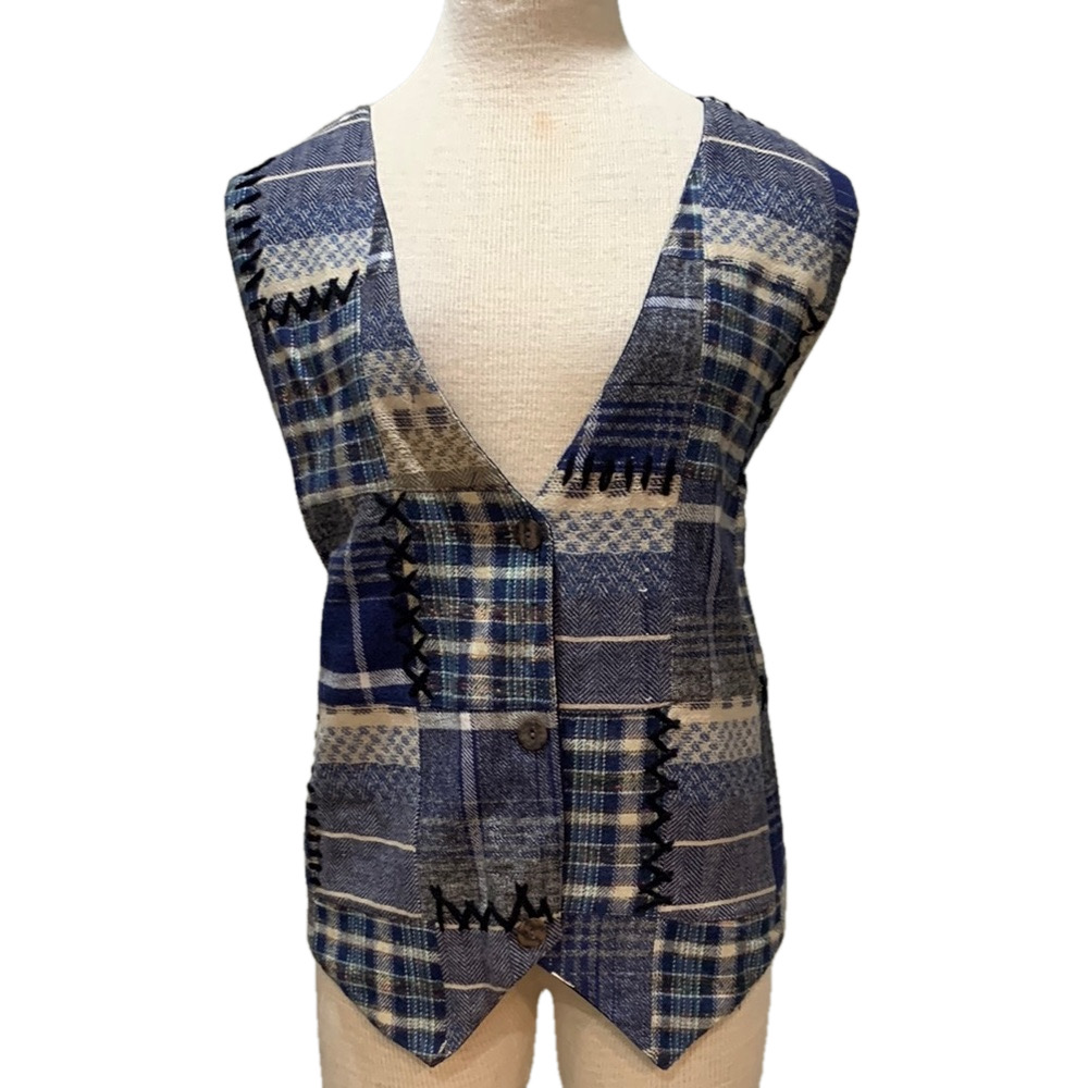 Venezia sz 14/16 vintage patchwork button up vest